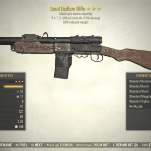 Screenshot of a Fallout 76 item for PC & Steam players, showing the stats.