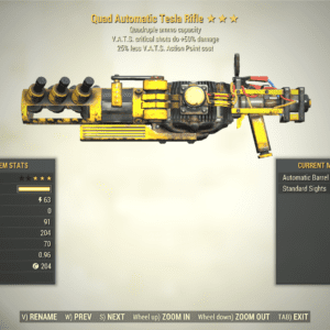 Screenshot of a Fallout 76 item for PC & Steam players, showing the stats.