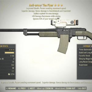 Screenshot of a Fallout 76 item for PC & Steam players, showing the stats.