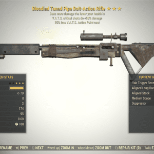 Screenshot of a Fallout 76 item for PC & Steam players, showing the stats.