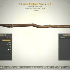Screenshot of a Fallout 76 item for PC & Steam players, showing the stats.