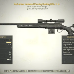 Screenshot of a Fallout 76 item for PC & Steam players, showing the stats.