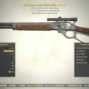Screenshot of a Fallout 76 item for PC & Steam players, showing the stats.