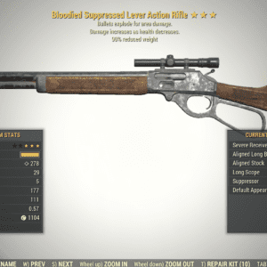 Screenshot of a Fallout 76 item for PC & Steam players, showing the stats.