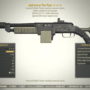 Screenshot of a Fallout 76 item for PC & Steam players, showing the stats.
