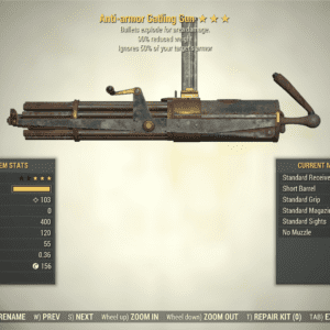 Screenshot of a Fallout 76 item for PC & Steam players, showing the stats.