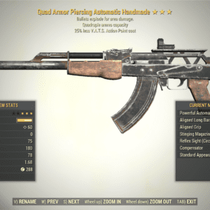 Screenshot of a Fallout 76 item for PC & Steam players, showing the stats.