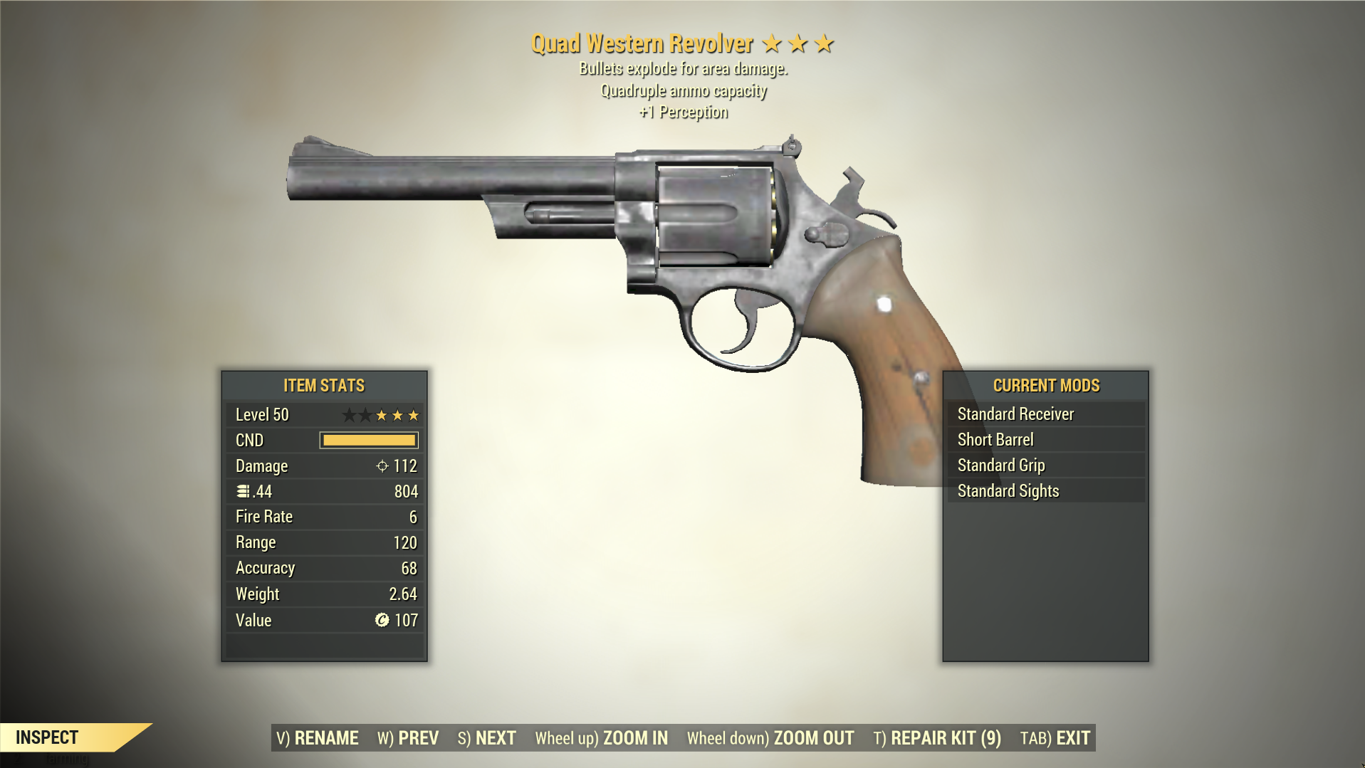 Screenshot of a Fallout 76 item for PC & Steam players, showing the stats.