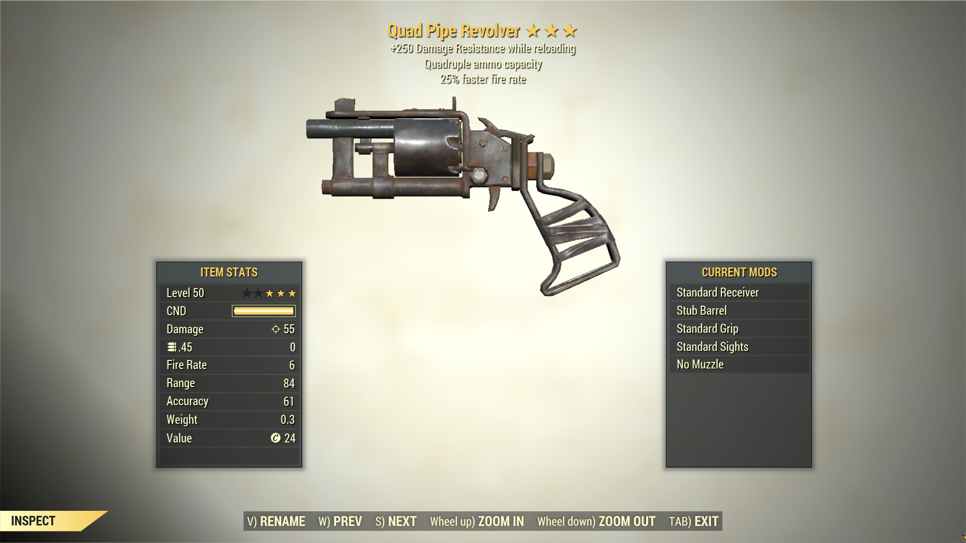 Screenshot of a Fallout 76 item for PC & Steam players, showing the stats.