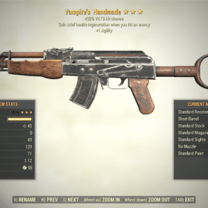 Screenshot of a Fallout 76 item for PC & Steam players, showing the stats.