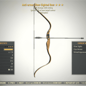 Screenshot of a Fallout 76 item for PC & Steam players, showing the stats.