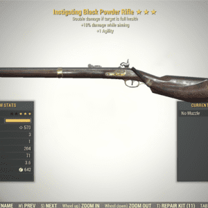 Screenshot of a Fallout 76 item for PC & Steam players, showing the stats.