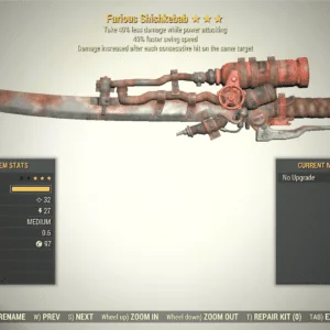 Screenshot of a Fallout 76 item for PC & Steam players, showing the stats.