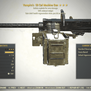 Screenshot of a Fallout 76 item for PC & Steam players, showing the stats.