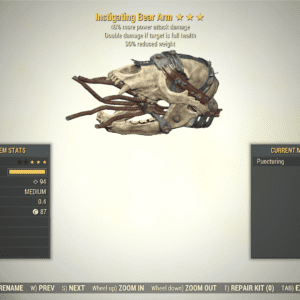 Screenshot of a Fallout 76 item for PC & Steam players, showing the stats.