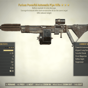Screenshot of a Fallout 76 item for PC & Steam players, showing the stats.