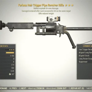 Screenshot of a Fallout 76 item for PC & Steam players, showing the stats.