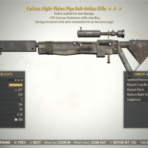 Screenshot of a Fallout 76 item for PC & Steam players, showing the stats.