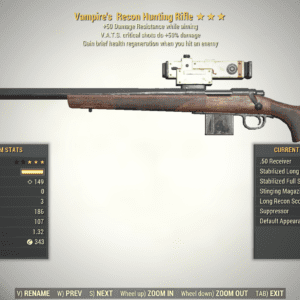 Screenshot of a Fallout 76 item for PC & Steam players, showing the stats.