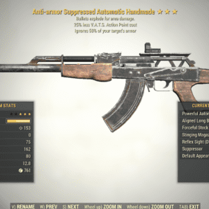 Screenshot of a Fallout 76 item for PC & Steam players, showing the stats.