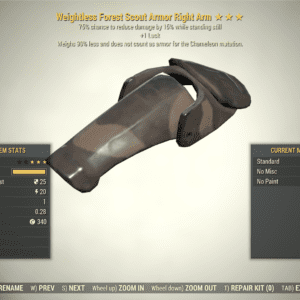 Screenshot of a Fallout 76 item for PC & Steam players, showing the stats.