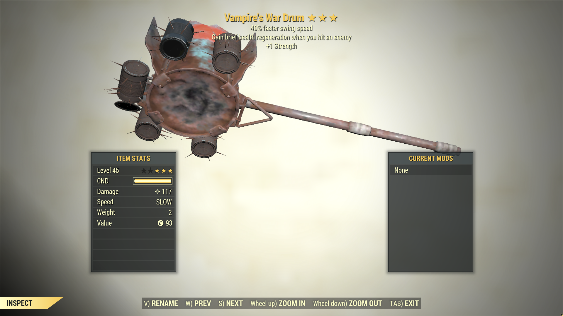 Screenshot of a Fallout 76 item for PC & Steam players, showing the stats.