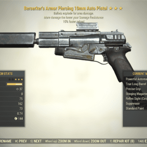 Screenshot of a Fallout 76 item for PC & Steam players, showing the stats.