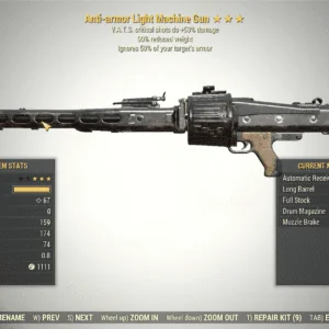 Screenshot of a Fallout 76 item for PC & Steam players, showing the stats.