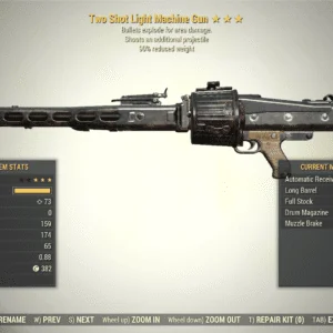 Screenshot of a Fallout 76 item for PC & Steam players, showing the stats.