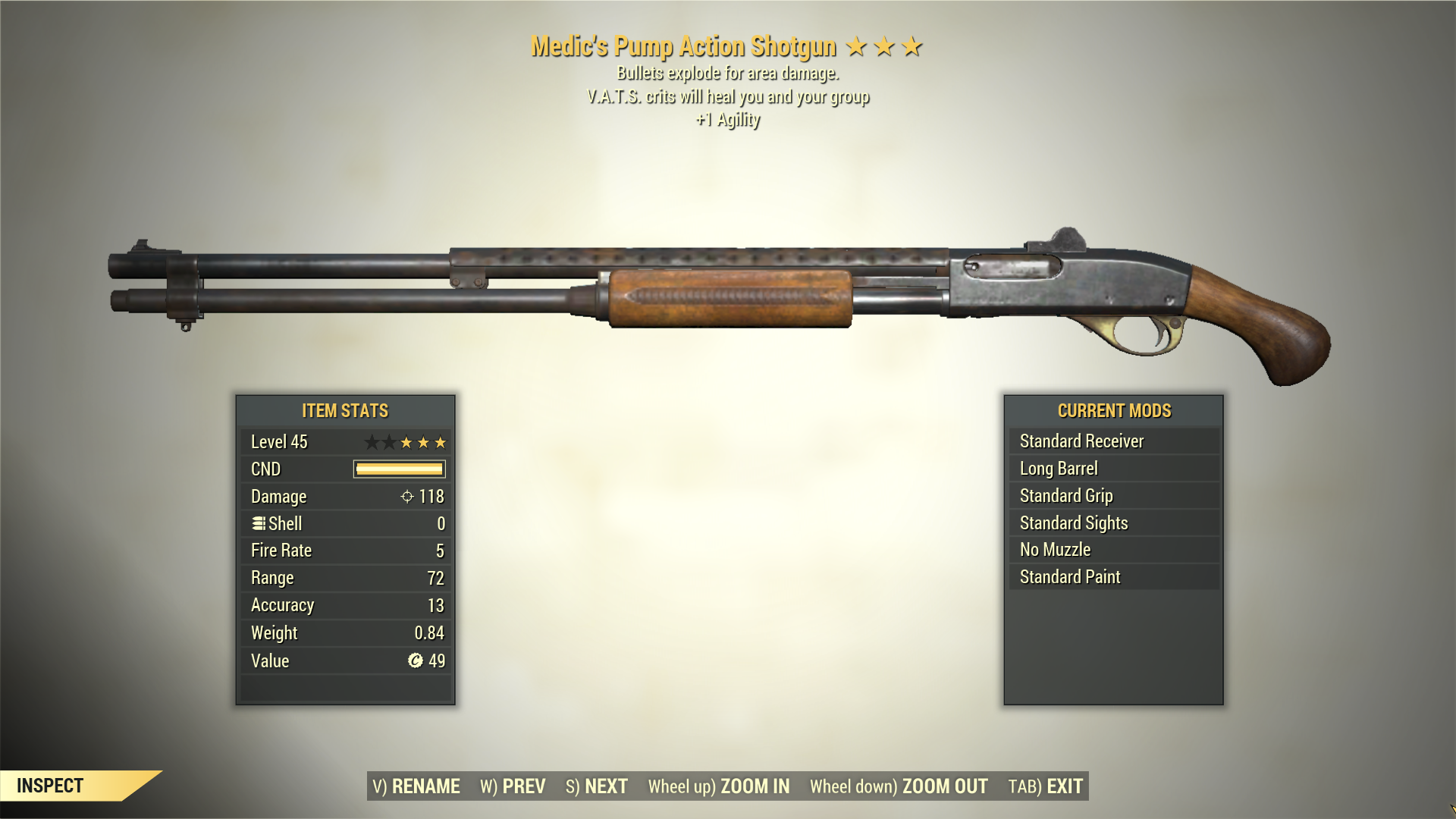 Screenshot of a Fallout 76 item for PC & Steam players, showing the stats.