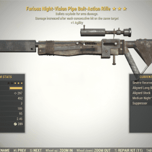 Screenshot of a Fallout 76 item for PC & Steam players, showing the stats.