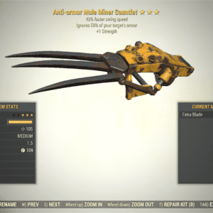 Screenshot of a Fallout 76 item for PC & Steam players, showing the stats.