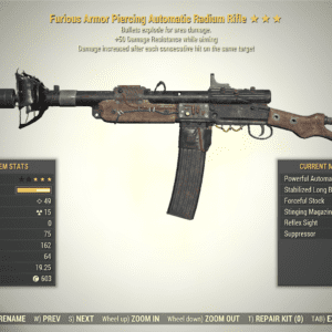 Screenshot of a Fallout 76 item for PC & Steam players, showing the stats.