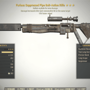 Screenshot of a Fallout 76 item for PC & Steam players, showing the stats.