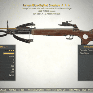 Screenshot of a Fallout 76 item for PC & Steam players, showing the stats.