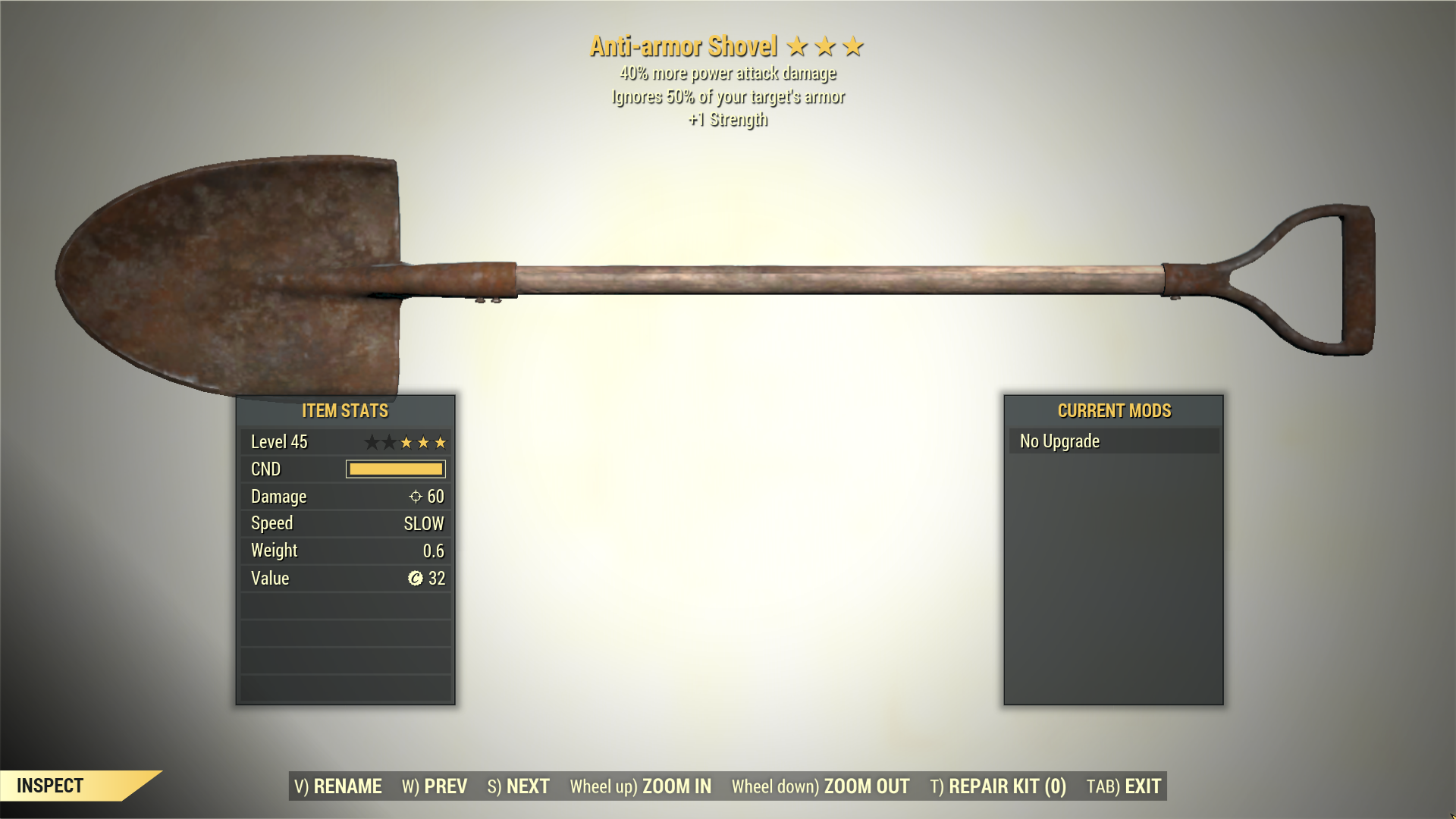 Screenshot of a Fallout 76 item for PC & Steam players, showing the stats.