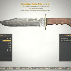 Screenshot of a Fallout 76 item for PC & Steam players, showing the stats.