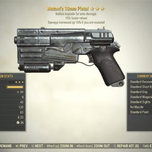 Screenshot of a Fallout 76 item for PC & Steam players, showing the stats.