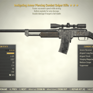 Screenshot of a Fallout 76 item for PC & Steam players, showing the stats.