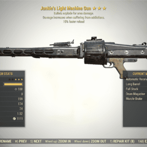 Screenshot of a Fallout 76 item for PC & Steam players, showing the stats.