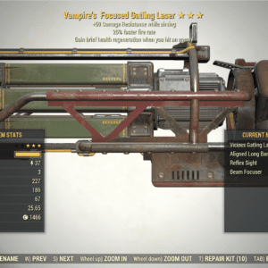 Screenshot of a Fallout 76 item for PC & Steam players, showing the stats.