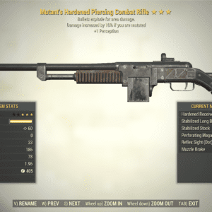 Screenshot of a Fallout 76 item for PC & Steam players, showing the stats.