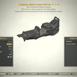 Screenshot of a Fallout 76 item for PC & Steam players, showing the stats.