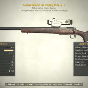 Screenshot of a Fallout 76 item for PC & Steam players, showing the stats.