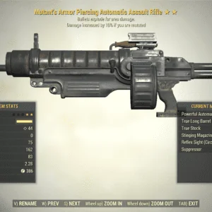 Screenshot of a Fallout 76 item for PC & Steam players, showing the stats.