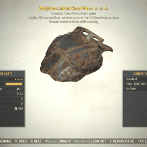 Screenshot of a Fallout 76 item for PC & Steam players, showing the stats.