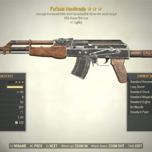Screenshot of a Fallout 76 item for PC & Steam players, showing the stats.