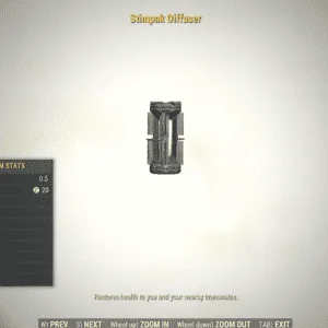 Screenshot of a Fallout 76 item for PC & Steam players, showing the stats.