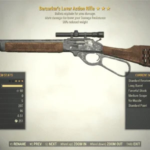 Screenshot of a Fallout 76 item for PC & Steam players, showing the stats.