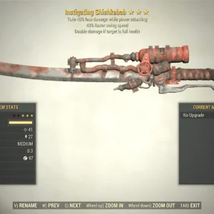 Screenshot of a Fallout 76 item for PC & Steam players, showing the stats.